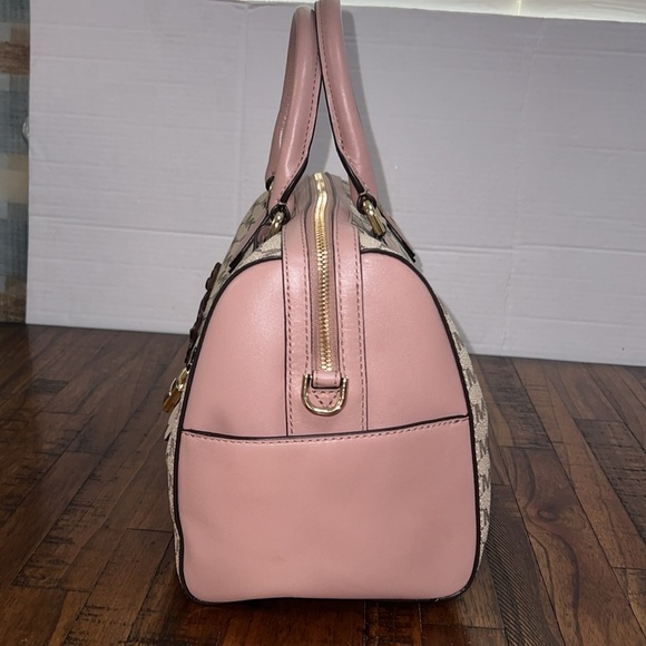 Michael Kors Bag Floral Appliqué Mercer Medium Duffel Natural pink gold hardware - Picture 12 of 17